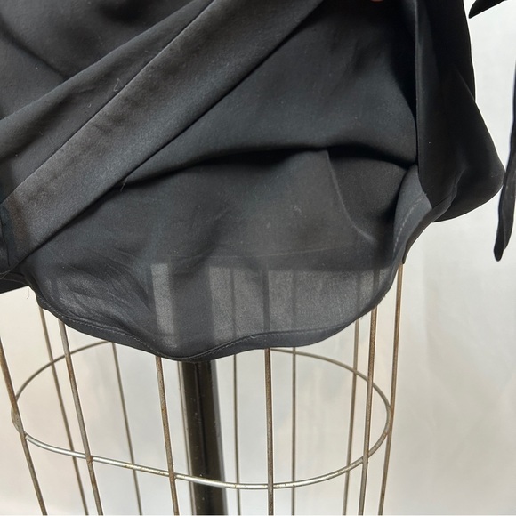 Thread Social Black Long Sleeve Silky Shift Button Front Mini Dress Size 4 - Picture 7 of 12